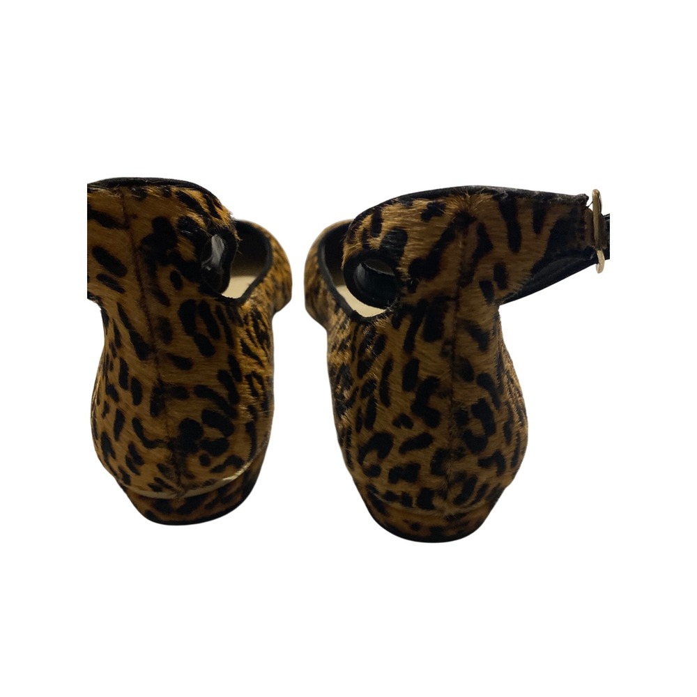 Vince Camuto Leopard Print Calf Hair Women's Ballet Ankle Strap Flats Brown 7.5M - Picture 6 of 9